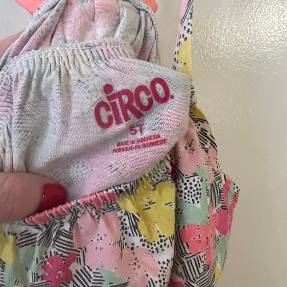 Circo 5T Strappy Girls Sleeveless Dress Pink Yellow Flowers Tropical Summer - Picture 4 of 9